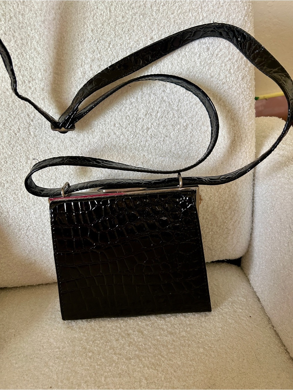 Nine West Black Croc-Effect Mini Crossbody Bag - Picture 5 of 5
